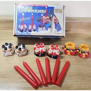 Vintage FINISHED Wee Crafts Christmas Holiday Candleholders Kit #21519 READ